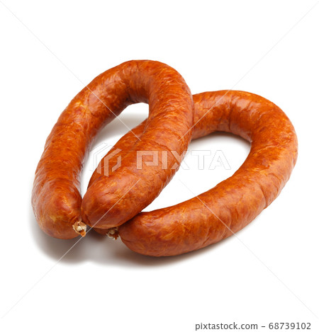 Two rings of smoked beef sausage Two rings of smoked beef sausage 68739102