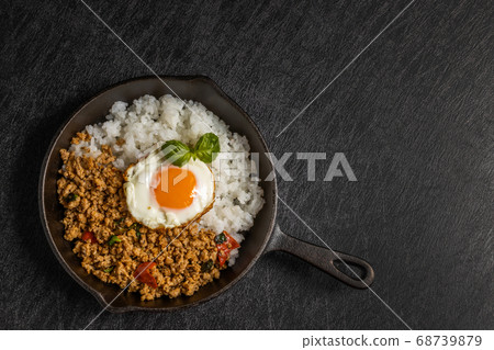 Gapao Rice Thai Food Phad Bai Gaprao Gai Sap Thai dish 68739879