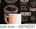 White cup drink on black background. Hot beverage 68740201