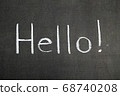Greeting chalk hello white text on black 68740208