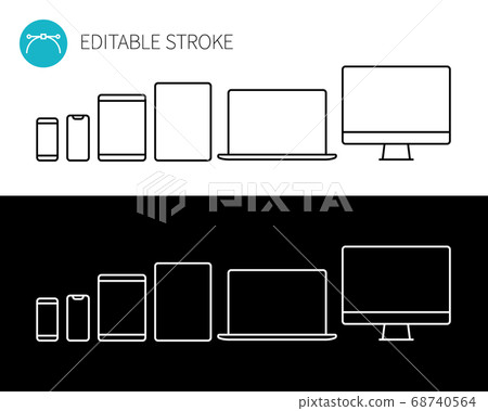 Digital device set of line icons (small) - Stock Illustration [68740564 ...