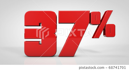 37% red text isolated on white background, 3d render illustration	 68741701