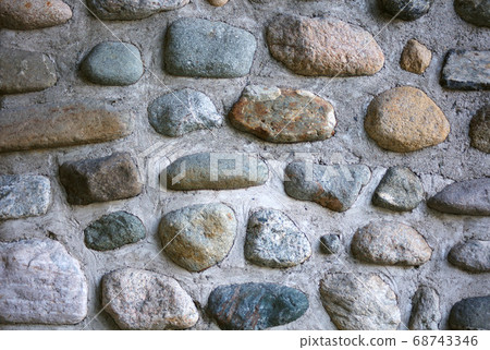fieldstone wall old rough construction rocks 68743346
