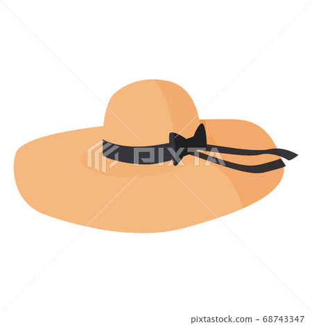 Women wide brim hat. Nice headwear isolated on white background. 68743347