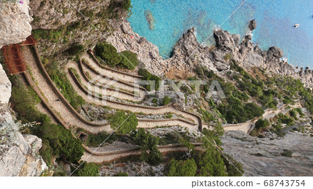 Capri, the Gardens of Augustus. View of the Via Krupp serpentine 68743754