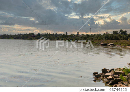 Shabo townscape with Dniester Estuary in Ukraine. Shabo townscape with Dniester Estuary in Ukraine. 68744323