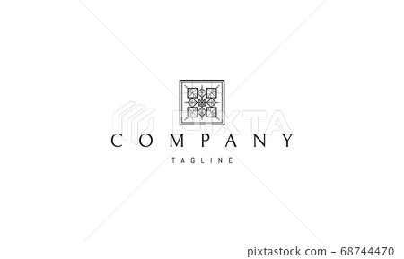 Vector logo on which an abstract image of a square geometric pattern. 68744470