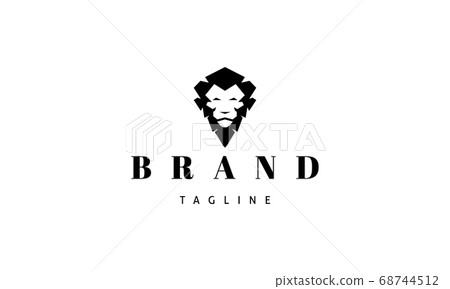 Vector logo on which an abstract image of the head of a lion with a mane. 68744512