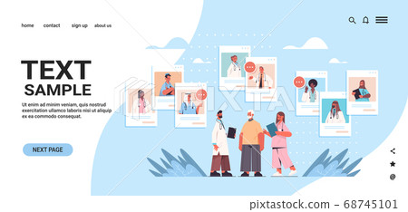 mix race doctors consulting senior male patient online medical consultation healthcare medicine concept 68745101