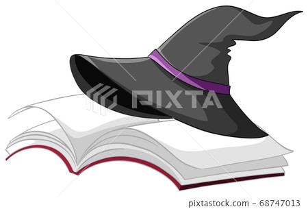 Witch or wizard magic hat on the book isolated on 68747013