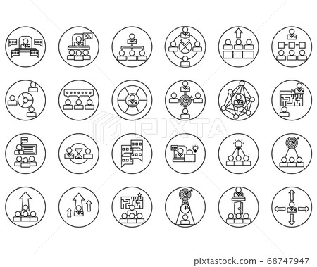 soft skills for good boss line icons set 68747947