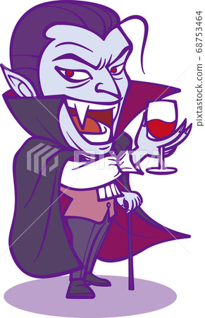 Dracula [2 heads/purple] holding a wine glass 68753464