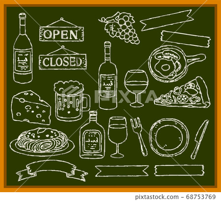 Izakaya material set Bal hand-painted watercolor style blackboard 68753769