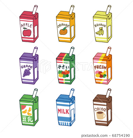 Various types of paper pack juice 68754190