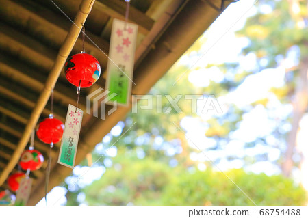 Red wind chime, pine tree and sky Red wind chime, pine tree and sky 68754488