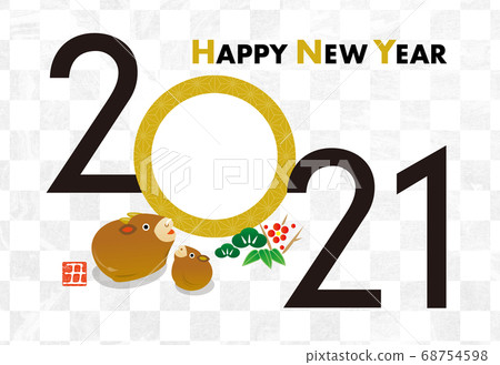 New year's card 2021 ox year photo frame 68754598