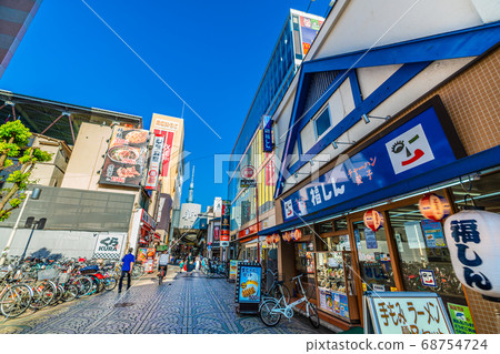 Tokyo cityscape in Japan View of New Nakamise in Asakusa and Tokyo Sky Tree Tokyo cityscape in Japan View of New Nakamise in Asakusa and Tokyo Sky Tree 68754724