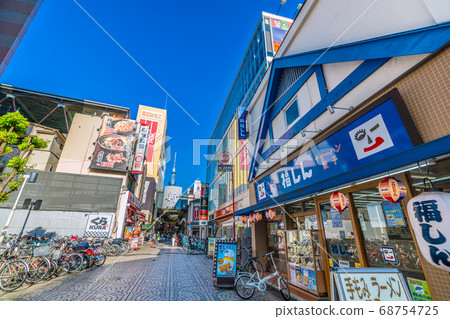 Tokyo cityscape in Japan View of New Nakamise in Asakusa and Tokyo Sky Tree Tokyo cityscape in Japan View of New Nakamise in Asakusa and Tokyo Sky Tree 68754725
