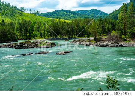 Rafting on the mountain river Katun, Altai Republic Rafting on the mountain river Katun, Altai Republic 68755953