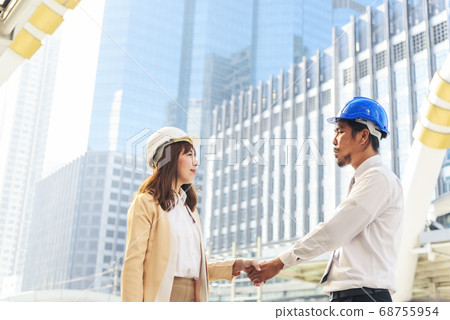 Civil Construction engineer teams shaking hands Civil Construction engineer teams shaking hands 68755954