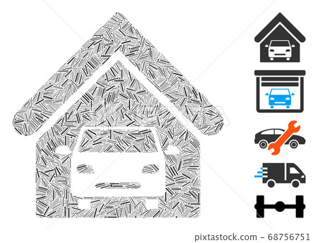 Line Collage Car Garage Icon 68756751