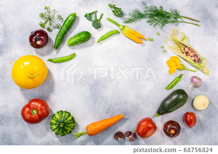 Fresh select seasonal vegetables on light textured 68756824