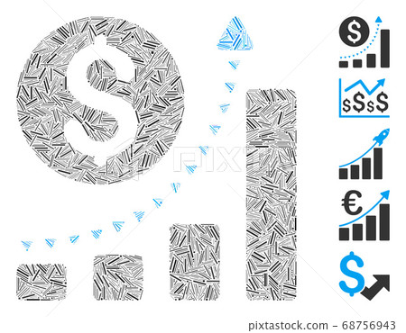 Dash Mosaic Business Bar Chart Positive Trend Icon 68756943