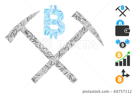 Line Mosaic Bitcoin Mining Hammers Icon Line Mosaic Bitcoin Mining Hammers Icon 68757112