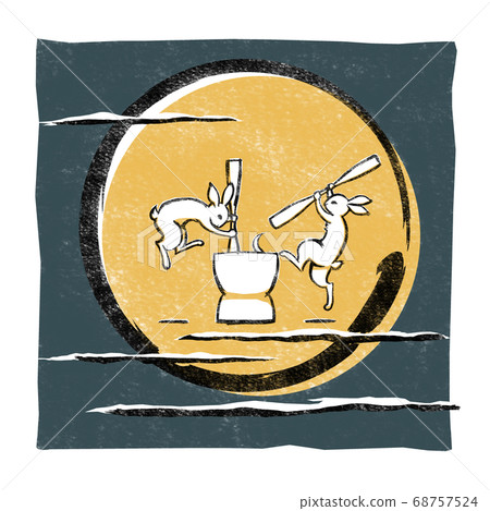 兔子mo吟米在滿月與擱置的雲，與打印樣式背景 68757524