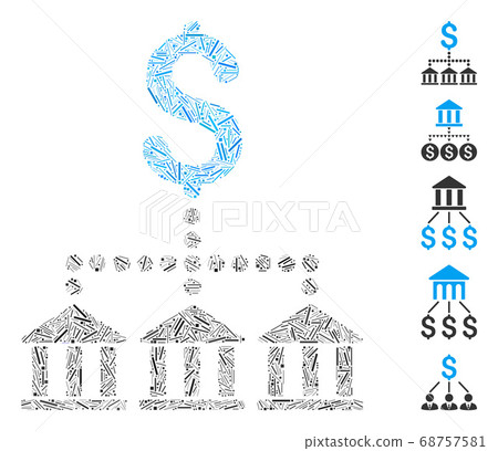 Line Collage Bank Scheme Icon Line Collage Bank Scheme Icon 68757581