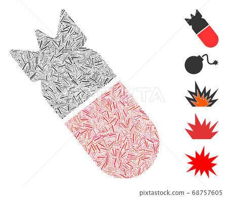 Line Collage Aviation Bomb Icon 68757605