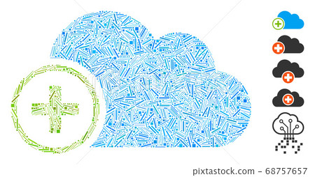 Line Collage Add Cloud Icon Line Collage Add Cloud Icon 68757657