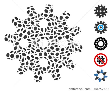 Oval Collage Cogwheel Oval Collage Cogwheel 68757682