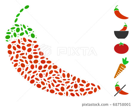 Oval Collage Chili Pepper 68758001