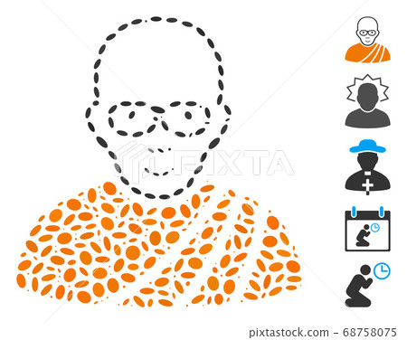 Oval Collage Buddhist Monk 68758075