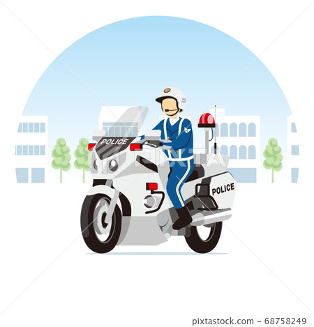 城市中的白色摩托車，警察，警察，警察，巡邏，鎮壓 68758249