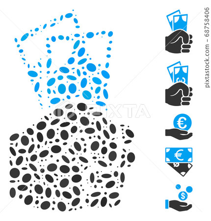 Ellipse Collage Banknotes Salary Hand 68758406