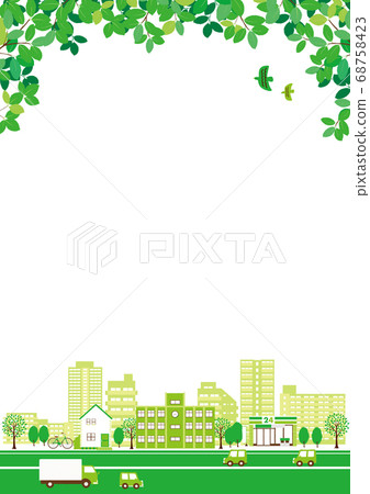 Cityscape fresh green background illustration Cityscape fresh green background illustration 68758423