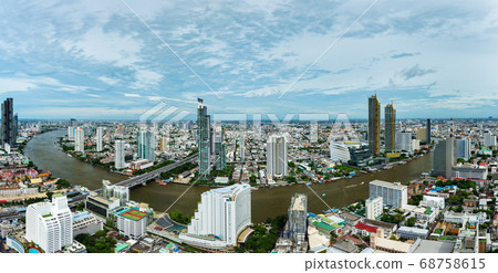 panorama view of Bandkok city with Chao Phraya panorama view of Bandkok city with Chao Phraya 68758615