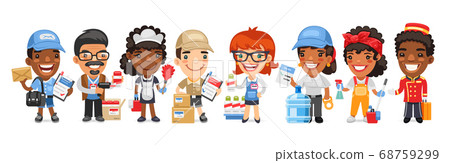 Cartoon Characters with Different Service Professions 68759299