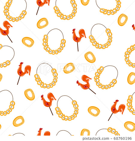 Seamless pattern with russian Maslenitsa treats flat vector illustration. 68760196