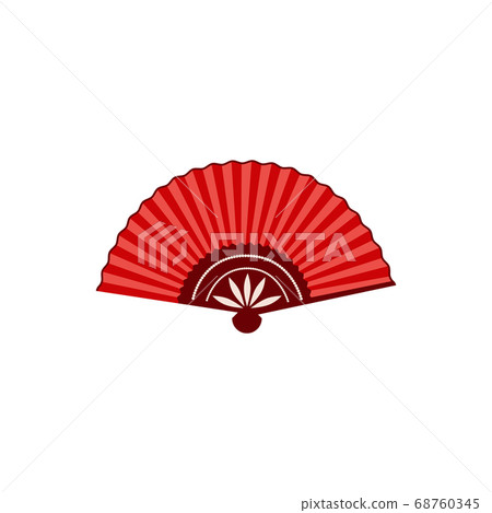 Asian red open fan icon or symbol, flat vector illustration isolated on white. 68760345