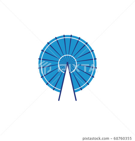 Blue folding cockade fan icon isolated on white background Blue folding cockade fan icon isolated on white background 68760355