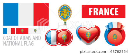 Vector set of the coat of arms and national flag of France Vector set of the coat of arms and national flag of France 68762364