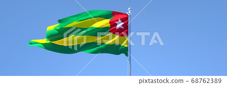 3D rendering of the national flag of Togo waving in the wind 68762389