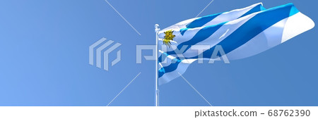 3D rendering of the national flag of Uruguay waving in the wind 68762390