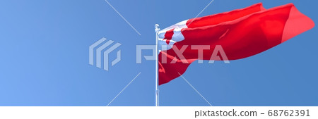 3D rendering of the national flag of Tonga waving in the wind 68762391