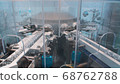 Pharmaceutical products. Medical vials standing on the production line of medical drugs against viruses 68762788