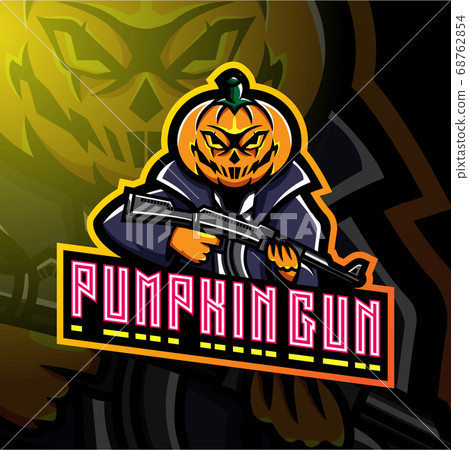 Pumpkin gunners mascot logo design 68762854