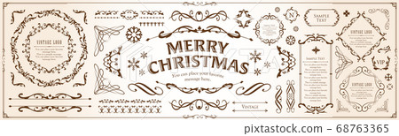 Christmas frame set, wreath design, ornament and decoration design Christmas frame set, wreath design, ornament and decoration design 68763365